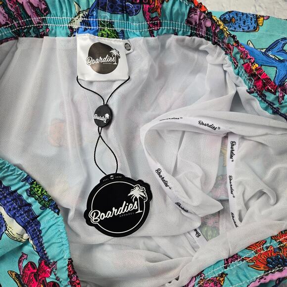 NWT Boardies Men's Mulga Ocean Blue Mid-Length Swim Short Sharks Starfish XXXL - Picture 10 of 14